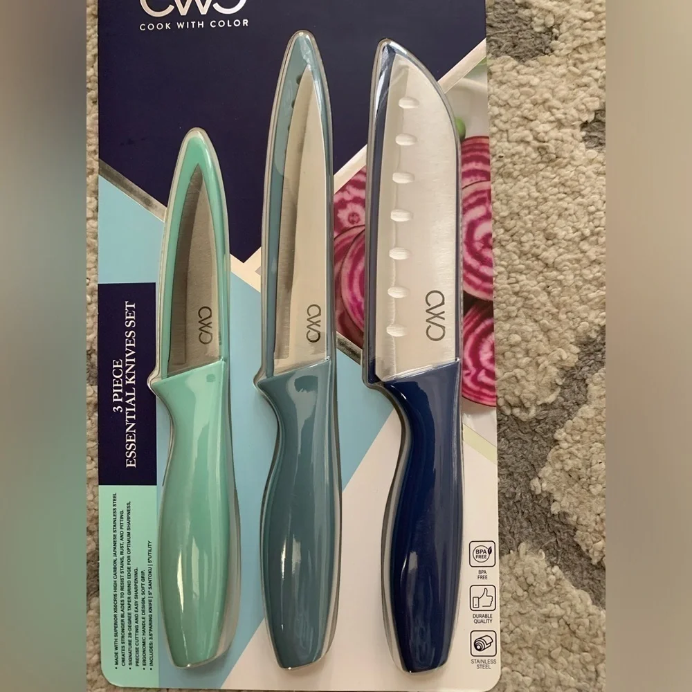 Cook With Color 3 Piece Essential Knives Set